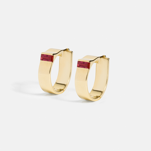 5mm Braga Hoop Earrings with Rubies in Gold – SHW