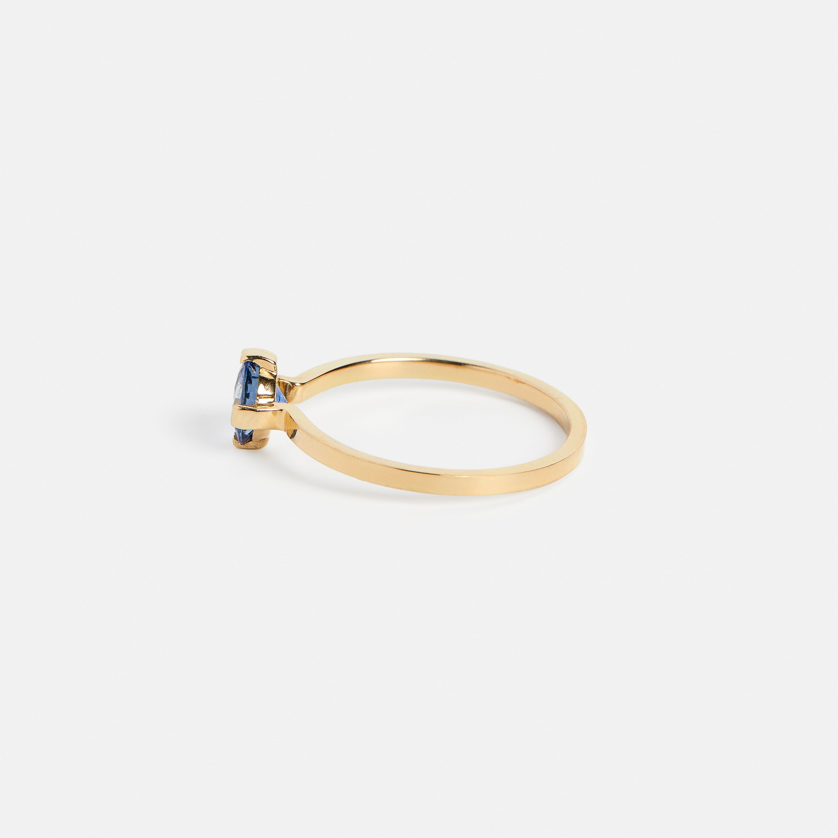 Cool Compass Prongs Engagement Ring with 1ct deep blue sapphire in  14k yellow gold by SHW famous fine jewelry stores in Manhattan NYC