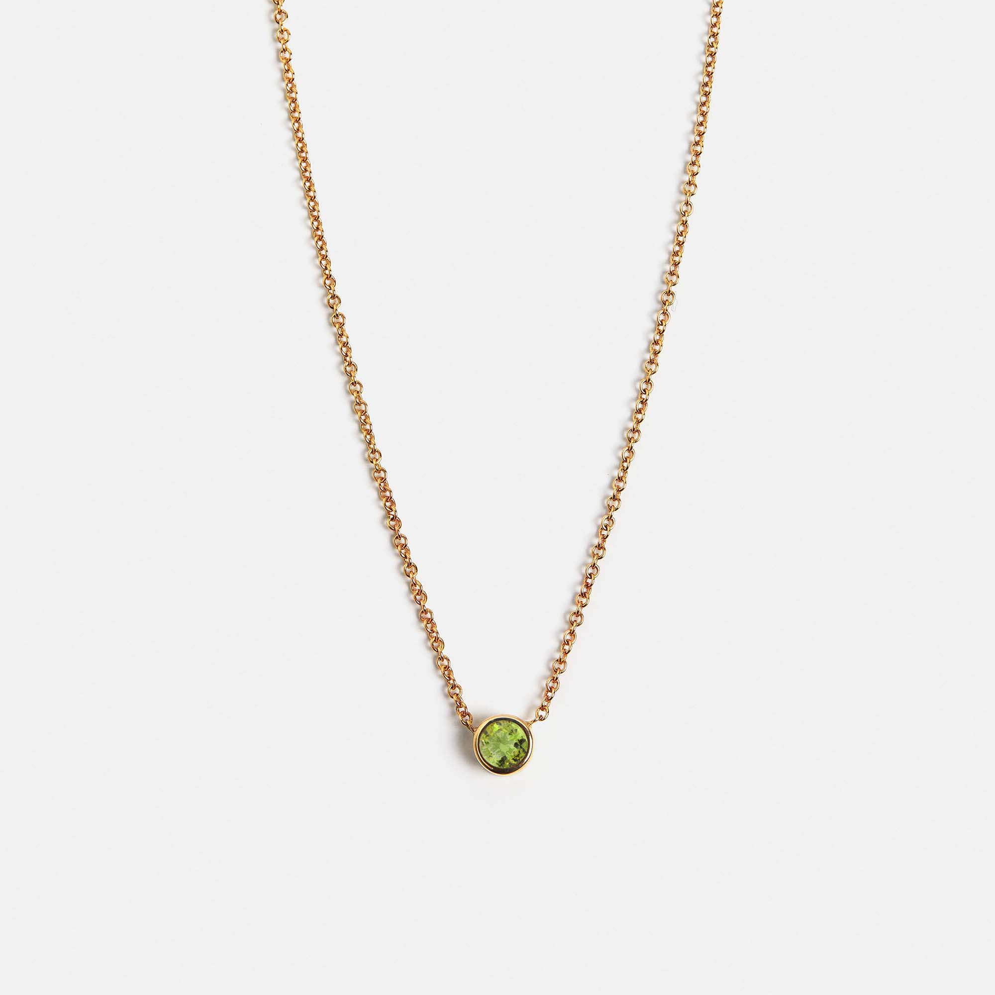 Round aquamarine pendant necklace on delicate gold chain March birthstone 14k 18k gold SHW cool fine jewelry store NYC