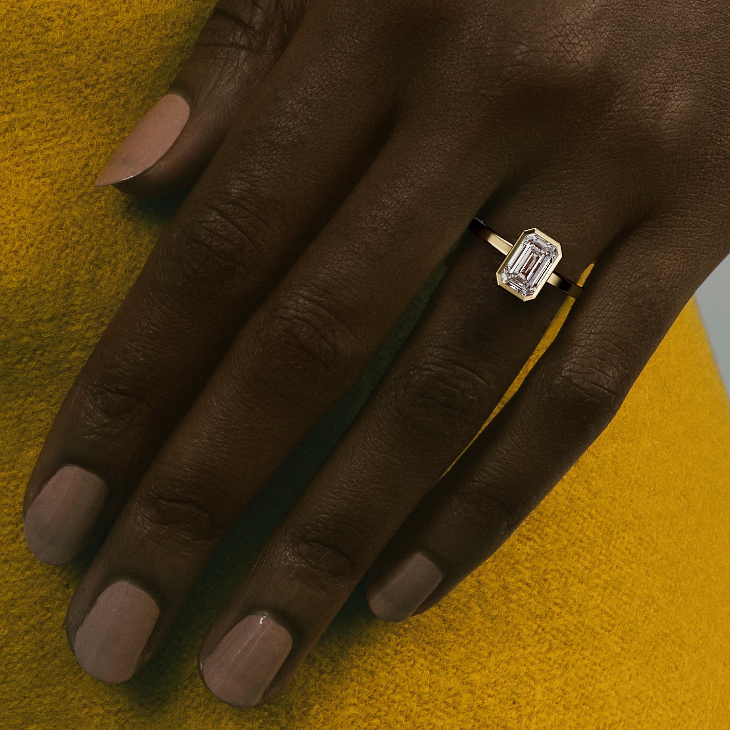 Simplistic Engagement Ring with North South Emerald 1.0ct 2.0ct 3.0ct lab made natural diamond in 14k 18k by SHW Famous Jewelry Stores NYC