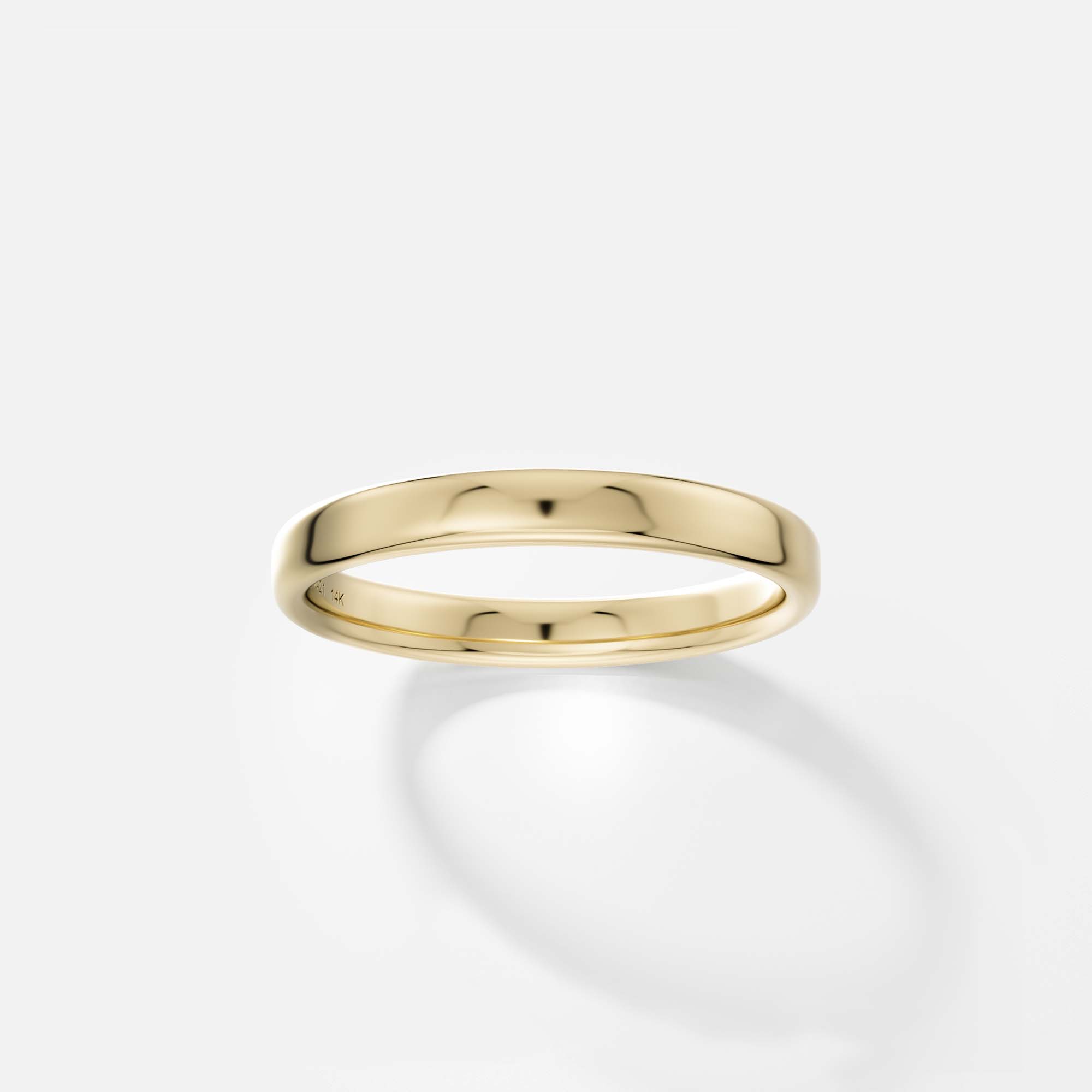 Modern 3mm wide mens wedding band with softened edges and flat profile in 14k, 18k gold or platinum by SHW designer jewelry store in NYC