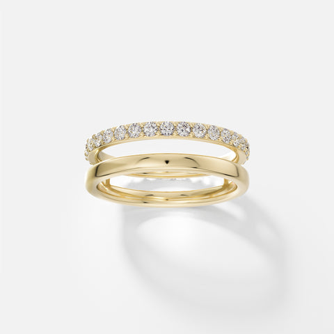 Diamond double band wedding ring stackable modern 14k 18k gold platinum SHW Fine Jewelry NYC