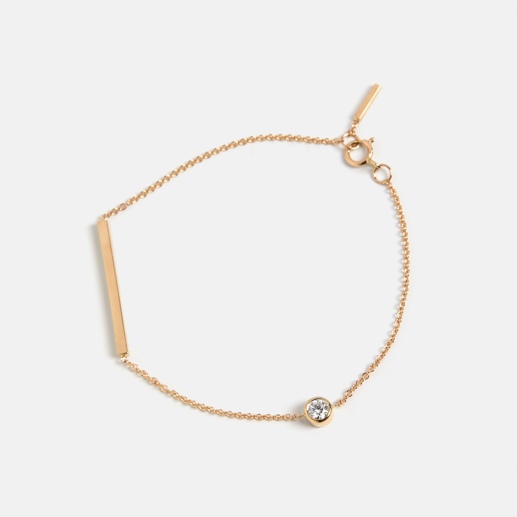 Dainty aquamarine bar pendant bracelet minimalist chain March birthstone 14k 18k solid gold SHW cool jewelry NYC