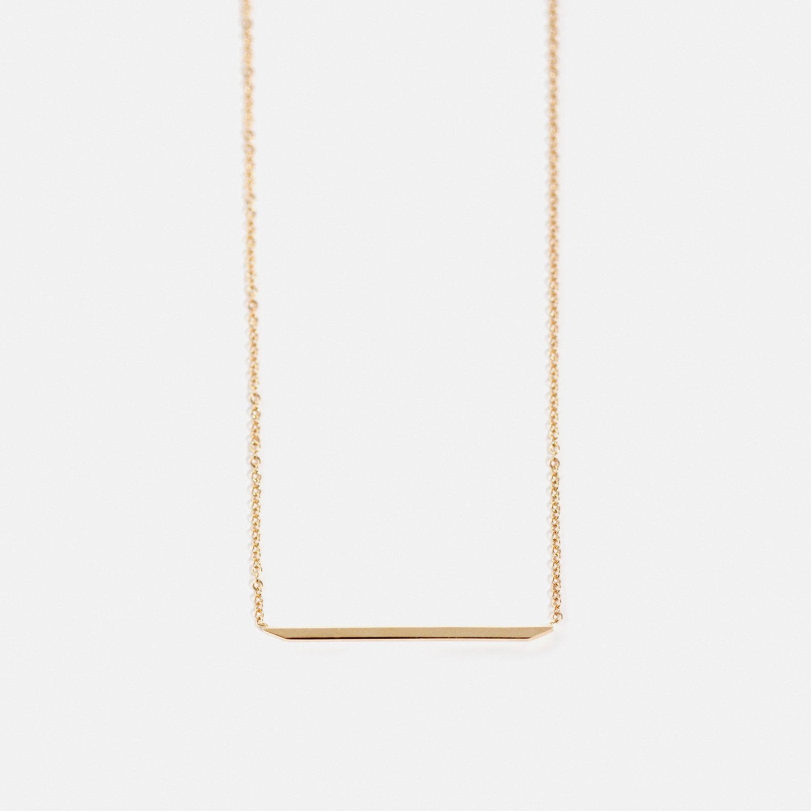 Minimalist Necklace with delicate chain and refined bar pendant design in 14 karat gold by SHW best fine jewelry store in downtown NYC