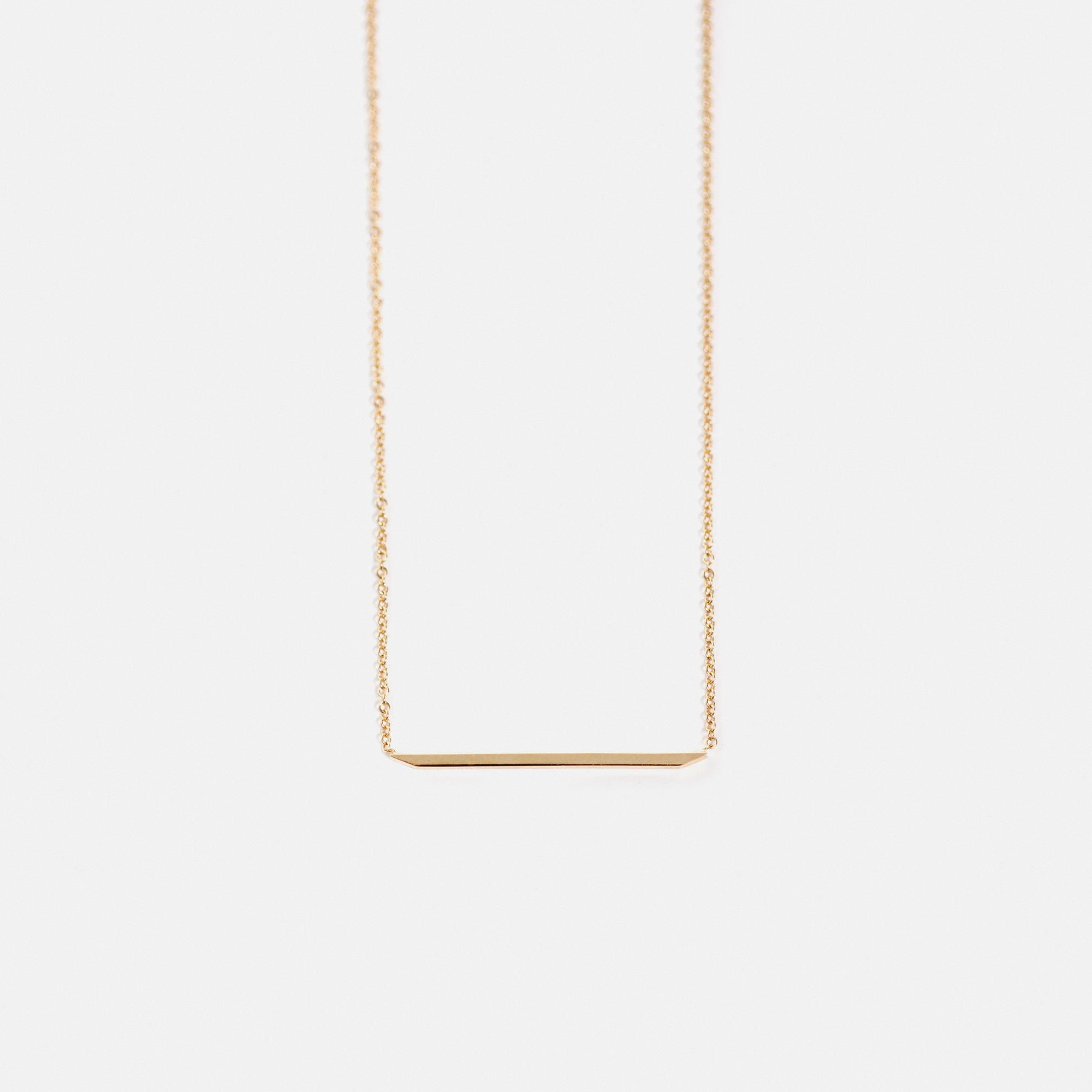 Designer necklace with dainty chain and simple geometric pendant in solid 14k gold by SHW cool fine jewelry stores Soho East Village NYC