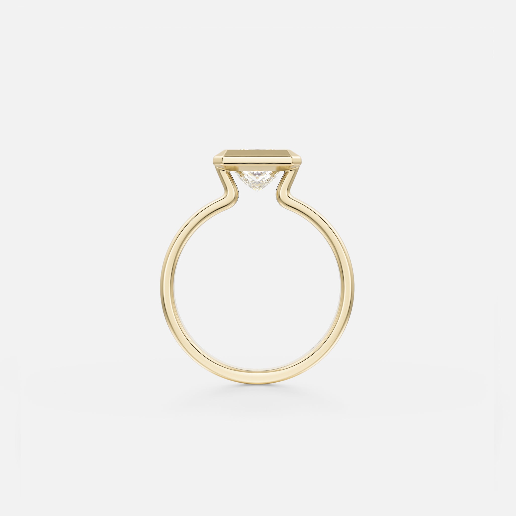 Stacking Bezel Engagement Ring with Princess-cut lab grown natural white diamond in 14k 18k gold by SHW fine Jewelry stores in NYC near me
