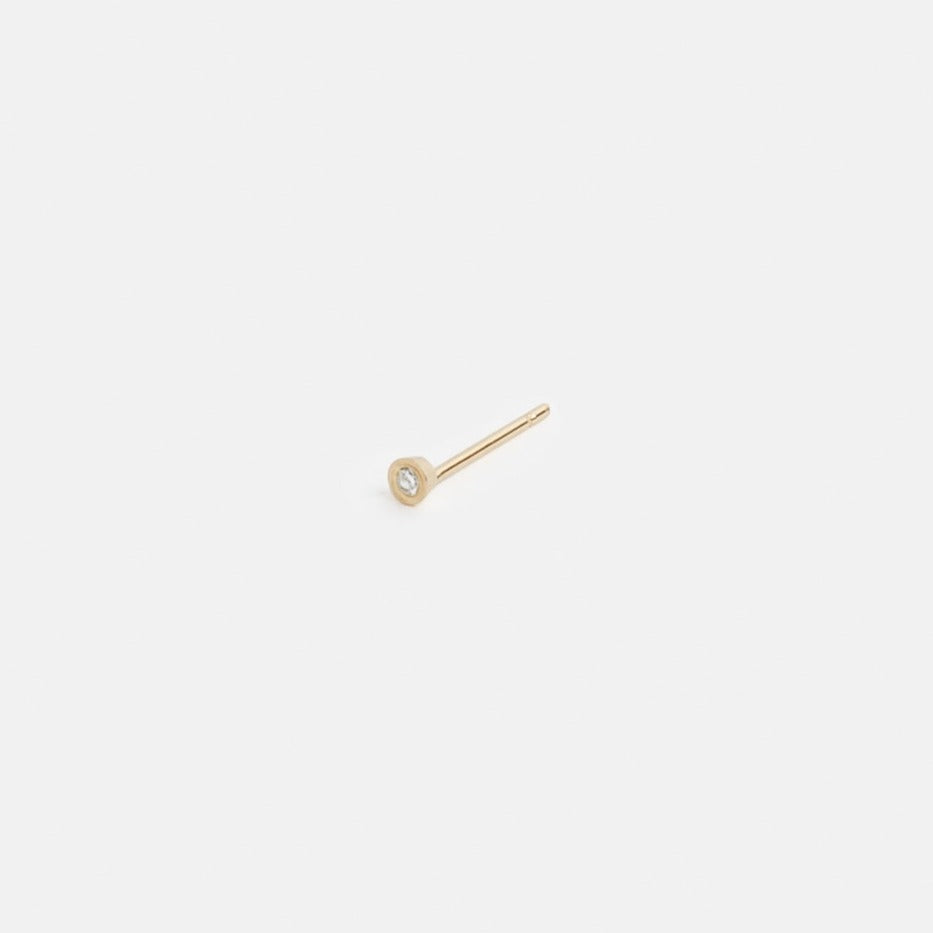 Small Designer Kaya Stud in 14k Gold set with White Diamond By SHW Fine Jewelry NYC