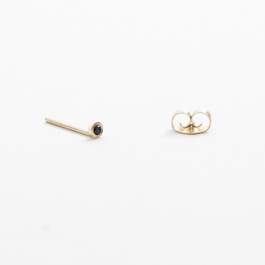 Small Alternative Kaya Stud in 14k Gold set with Black Diamond By SHW Fine Jewelry New York CIty