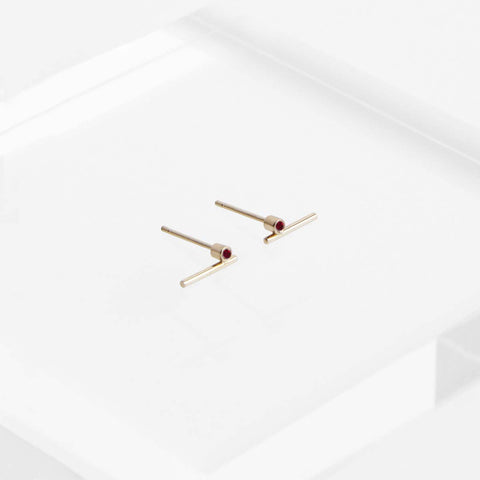 Livi Small Studs with Rubies