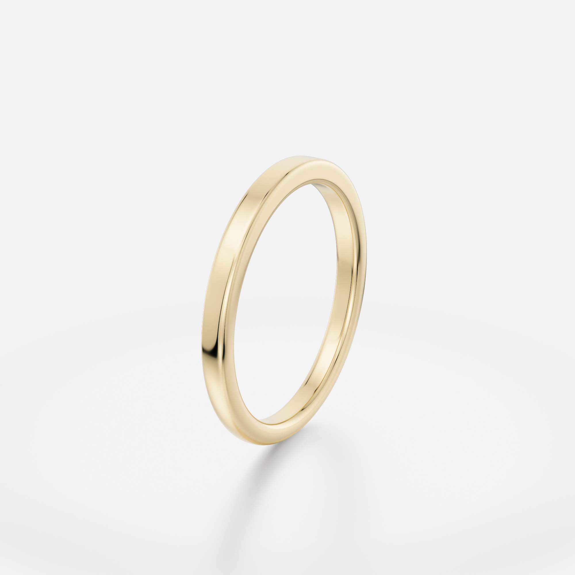 Classic Unisex Wedding Ring with Domed and Flat Profile in solid 14 karat yellow white rose gold by SHW famous fine jewelry store in NYC