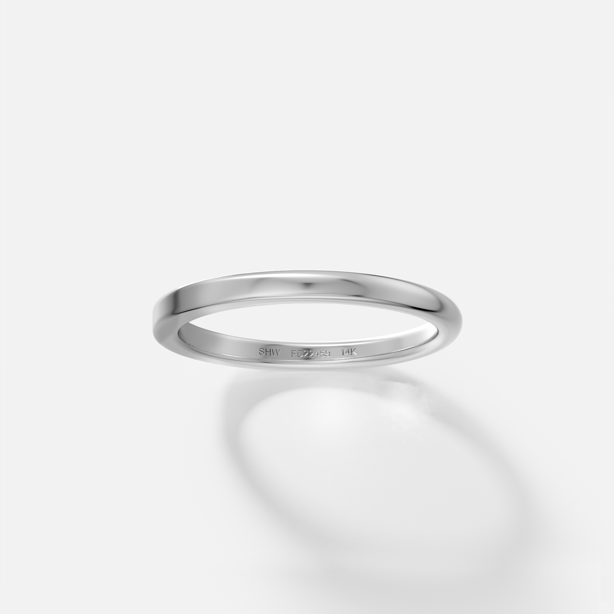 Thin 2mm Domed and Flat Profile Wedding Band in solid 14k 18k yellow white rose gold platinum by SHW cool fine jewelry store in NYC