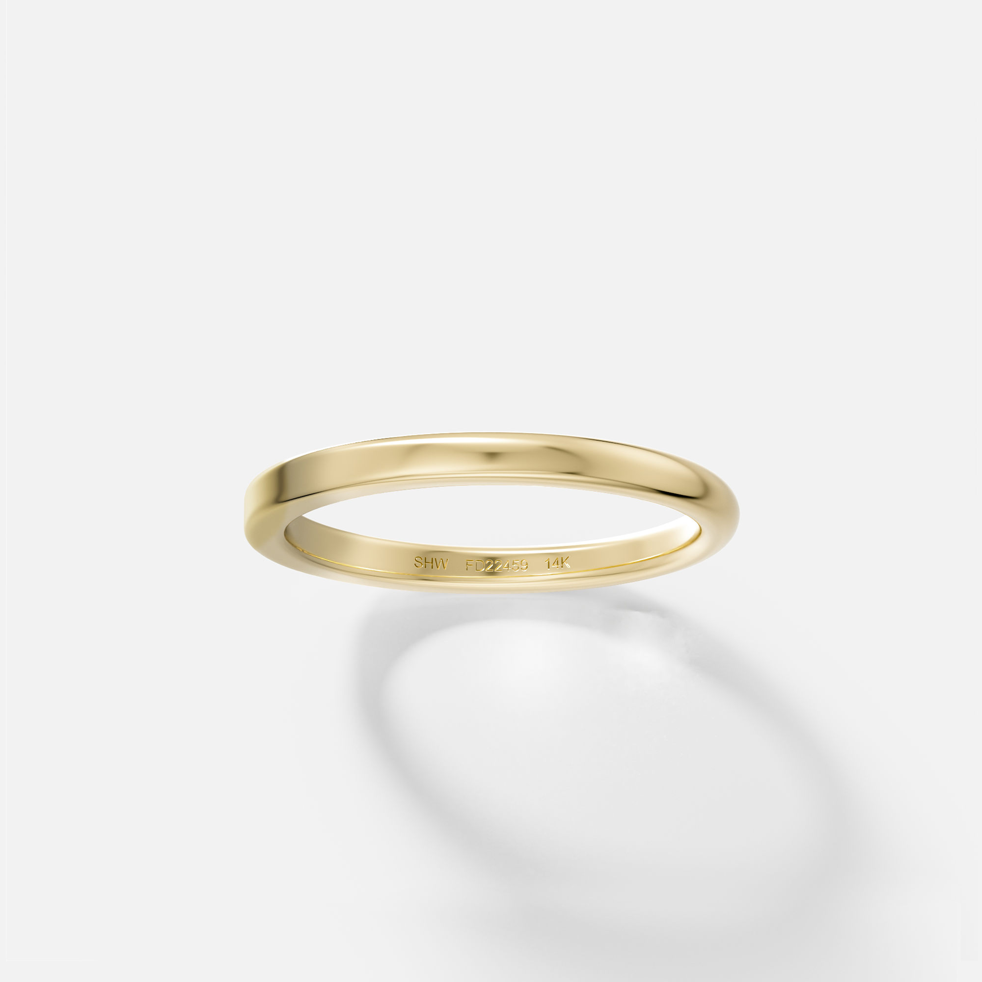 Simple womens Half Domed and Flat Wedding Band with Engraving in solid 14k yellow white rose gold by SHW cool fine jewelry store in NYC