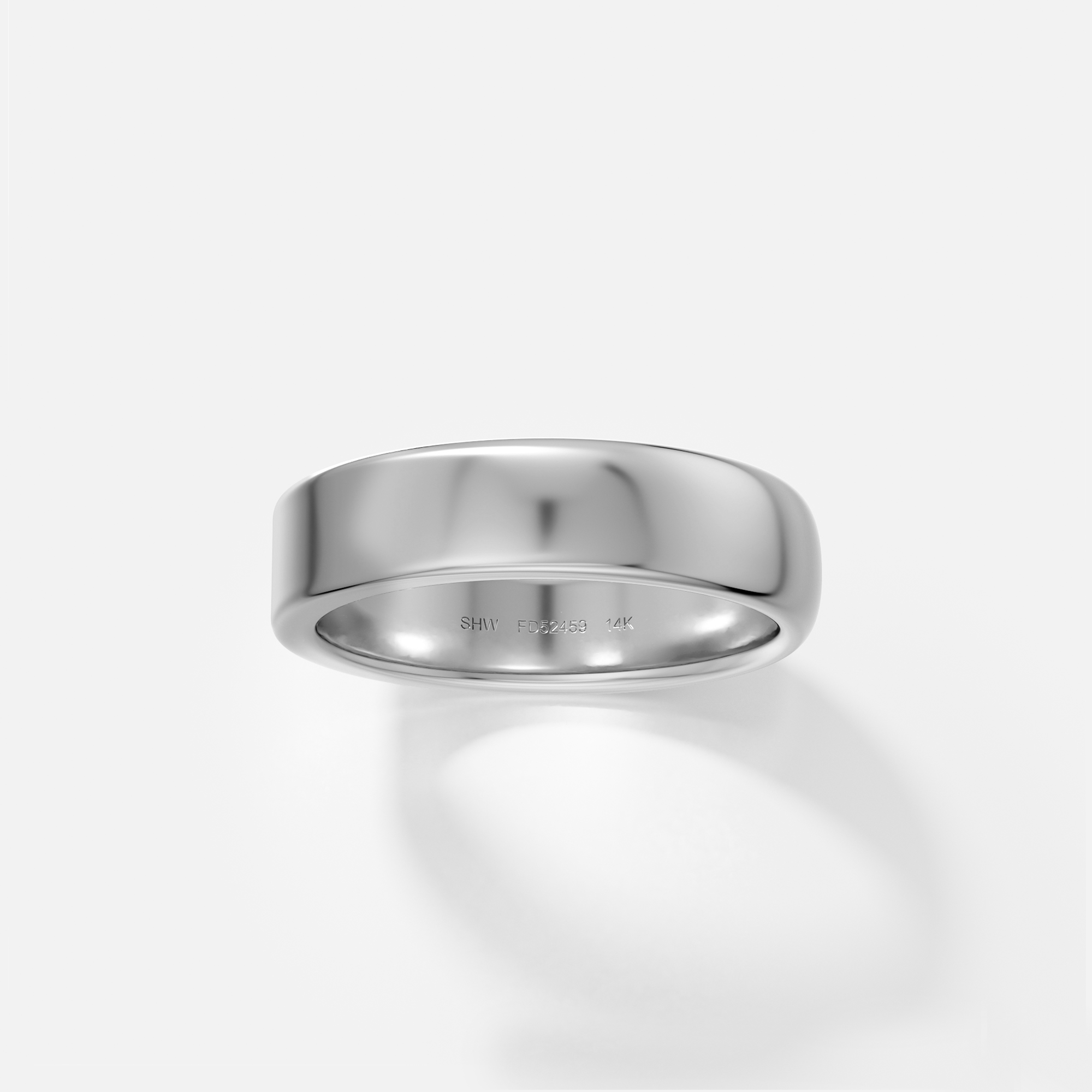 Minimalist Flat and Domed Customizable Mens Wedding Ring in solid 14k yellow white rose gold by SHW best fine jewelry store in NYC nearby