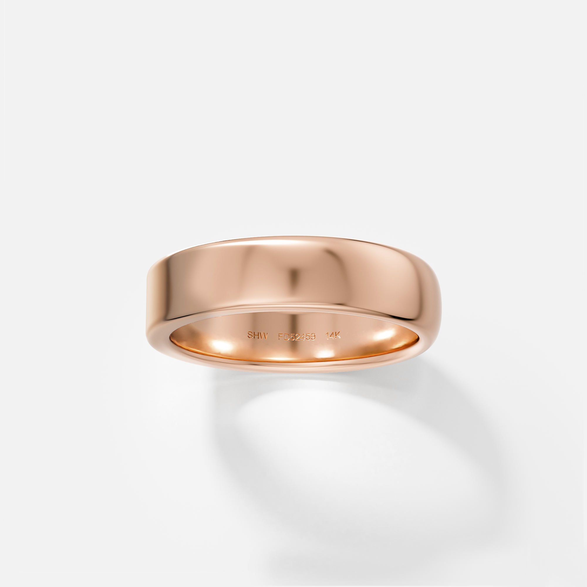 Chunky 5mm Domed and Flat Profile Wedding Band in solid 14k 18k yellow white rose gold platinum by SHW cool fine jewelry store in NYC 