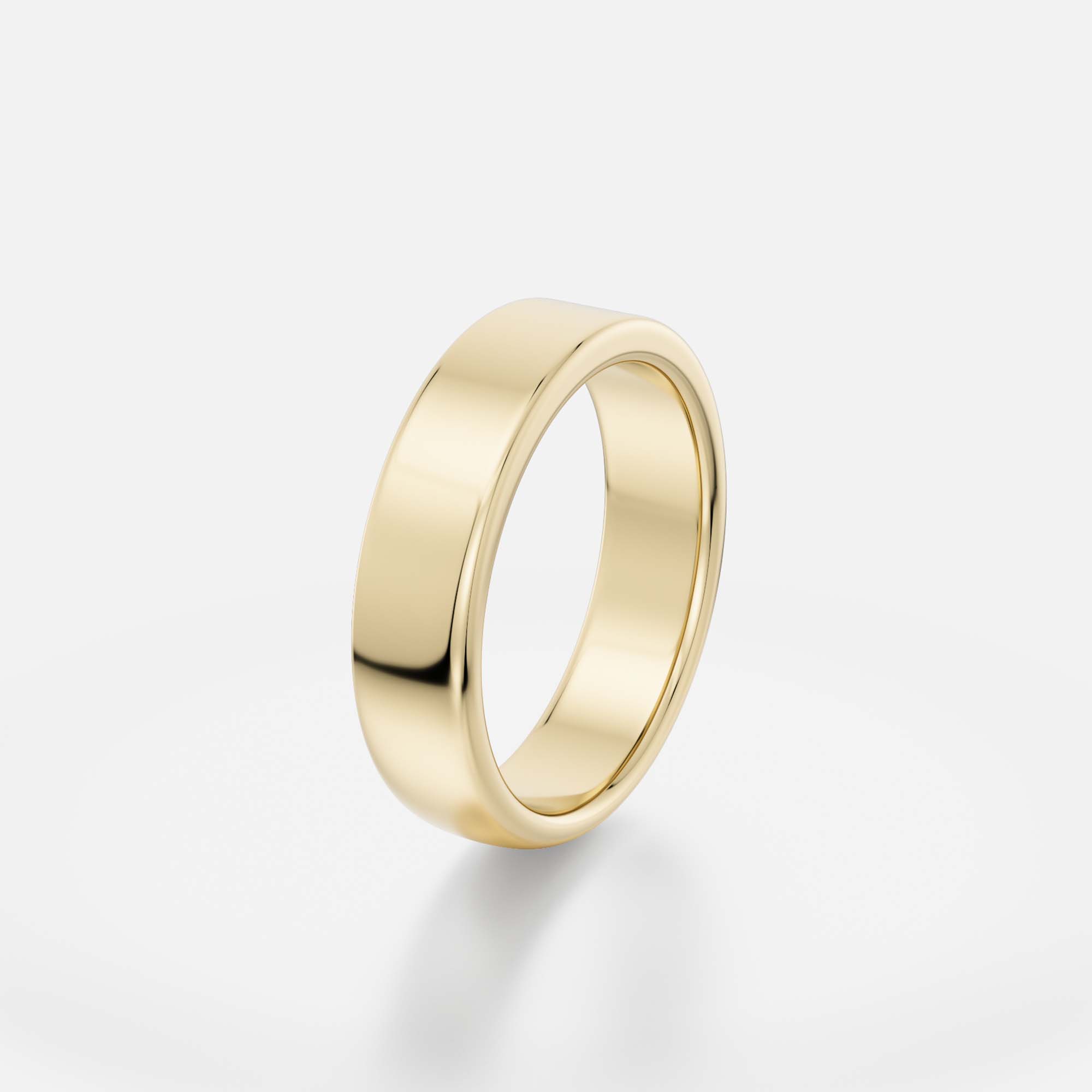 Wide gold band showing transition between flat surface and rounded curve