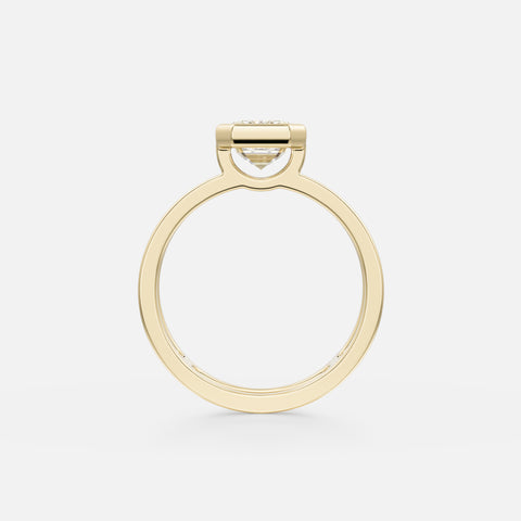 Double Band Unique Engagement Ring with emerald cut lab made conflict free natural diamond in 14k 18k solid gold platinum by SHW Jewelry