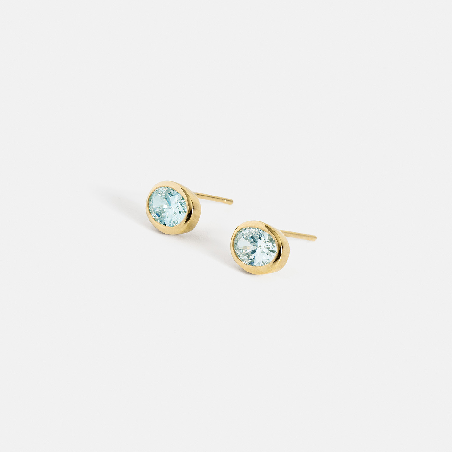 East west oval citrine stud earrings dainty solid gold modern fine jewelry SHW NYC Manhattan handmade November birthstone