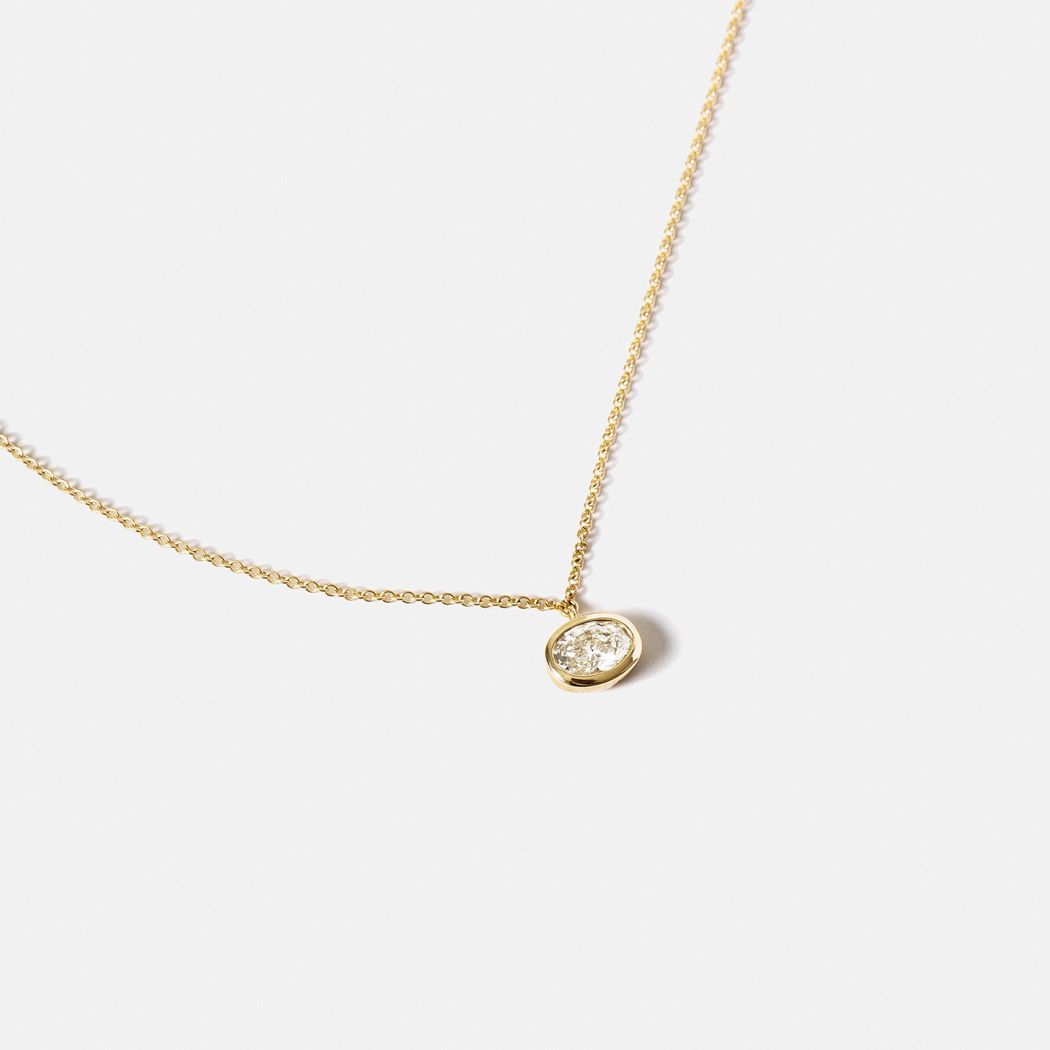 Delicate citrine necklace with oval gem east west November birthstone handmade SHW Fine Jewelry New York City Manhattan