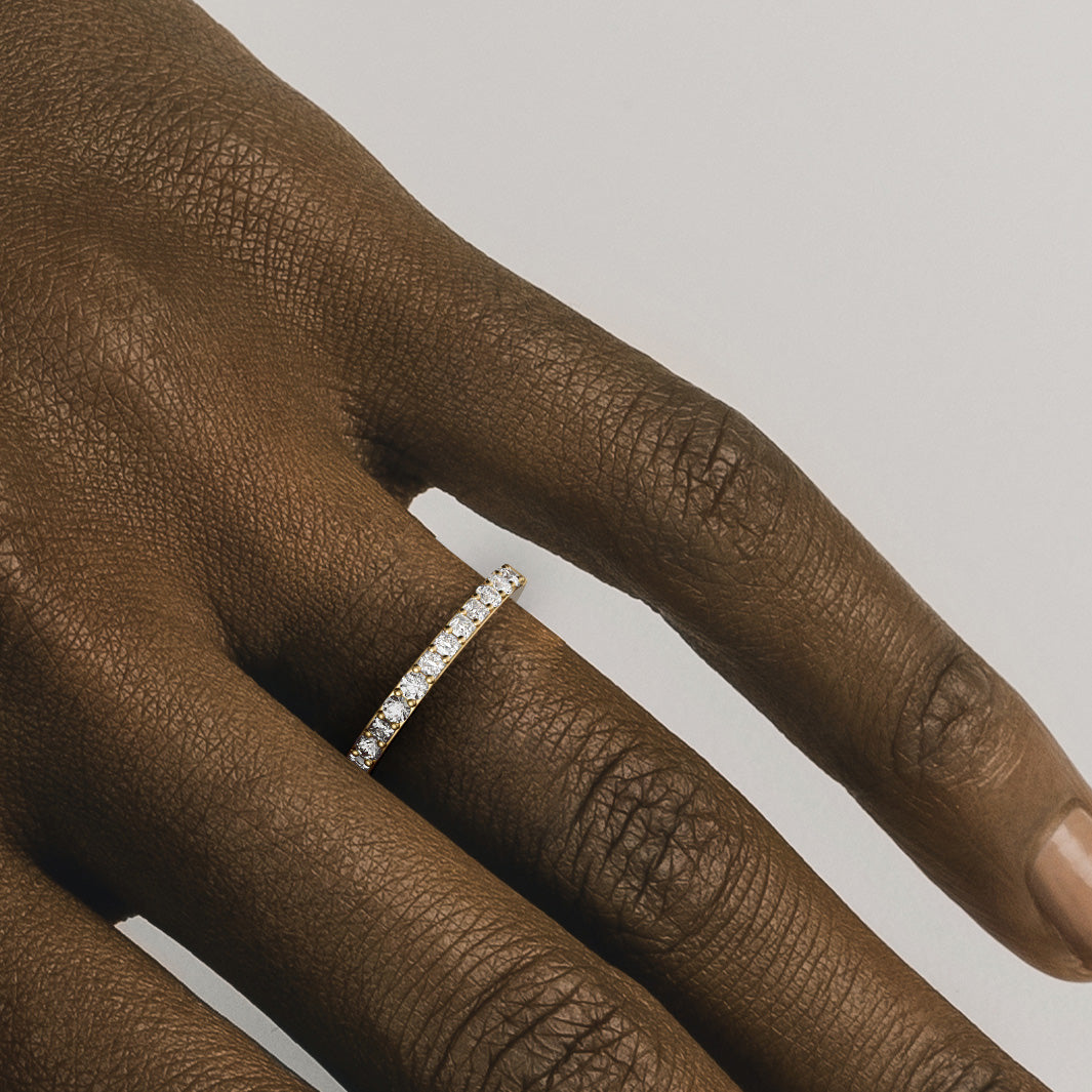 Customizable eternity diamond wedding rings, lab-grown or natural diamonds, thin band 14k 18k SHW fine jewelry stores nearby