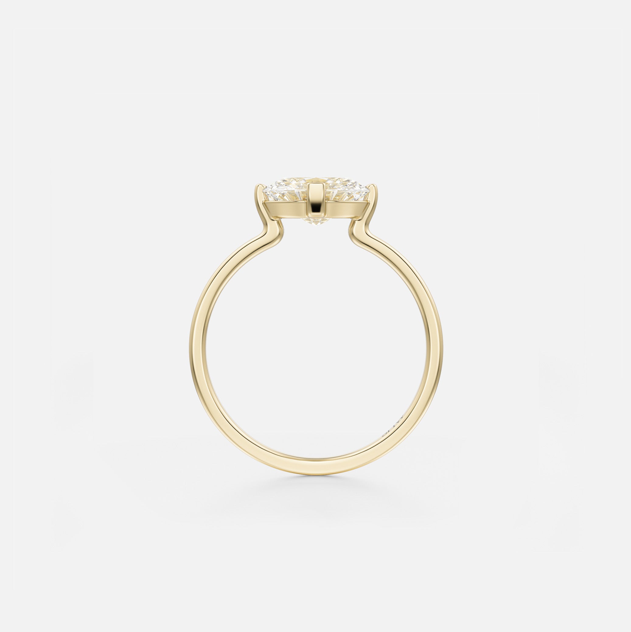 Ema Flat Band with Oval East West Alternative Engagement Ring Setting in 14k yellow, white, or rose Gold or platinum handmade by SHW Fine Jewelry NYC