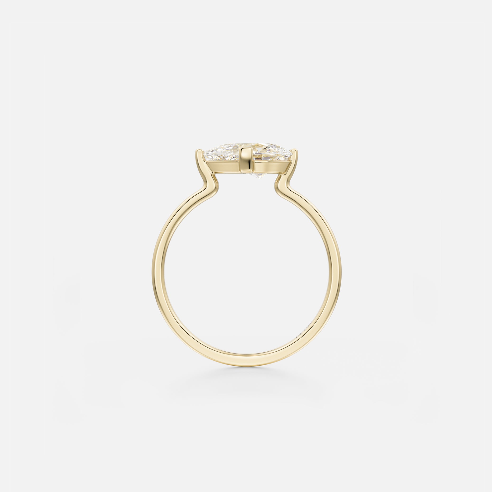 Ema Flat Band with East West Pear Modern Engagement Ring Setting in 14 karat yellow, white, rose Gold or platinum handcrafted by SHW Fine Jewelry NYC