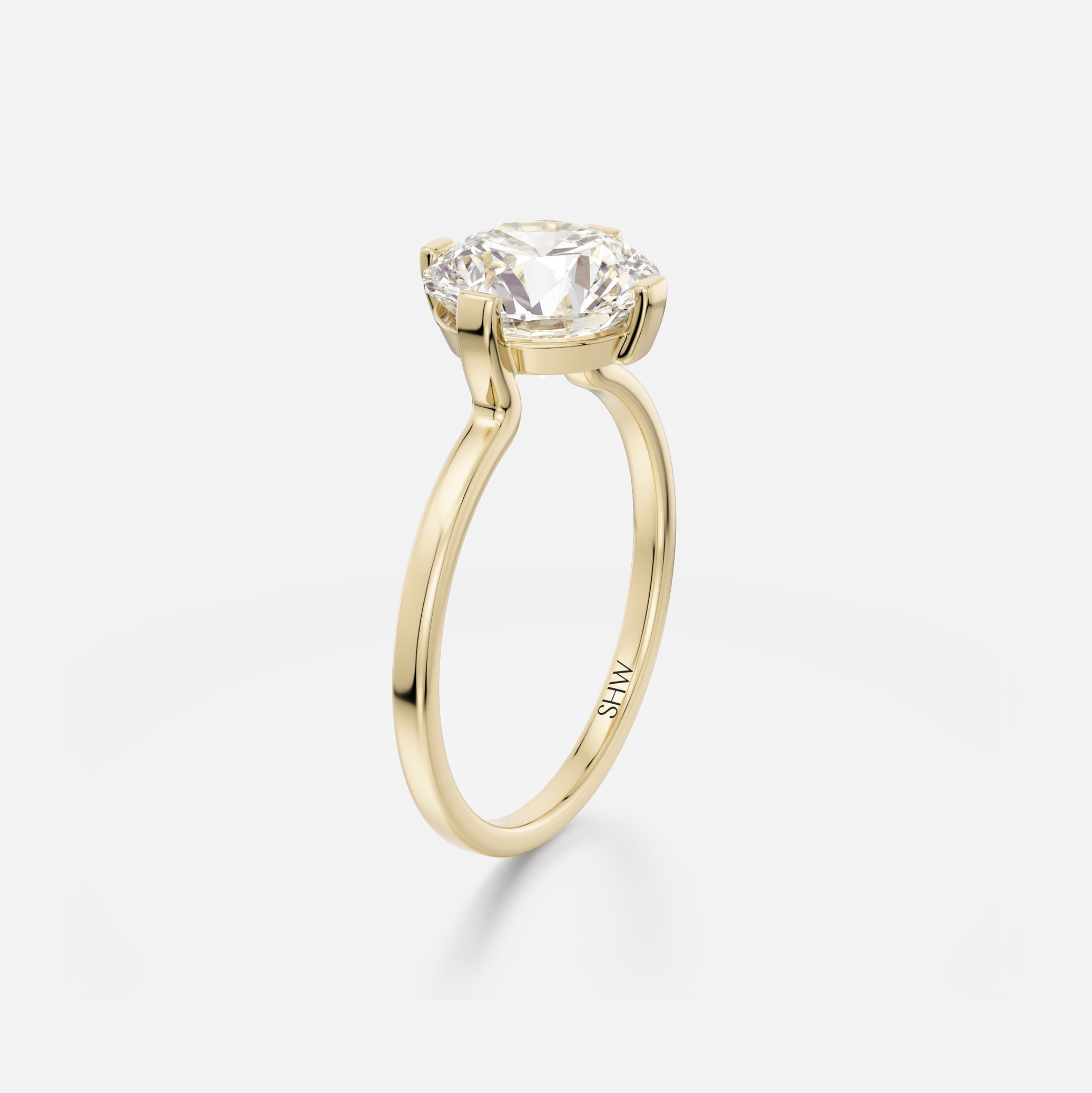 Ema Flat Band with Round Minimalist Engagement Ring Setting handcrafted by SHW Fine Jewelry New York City