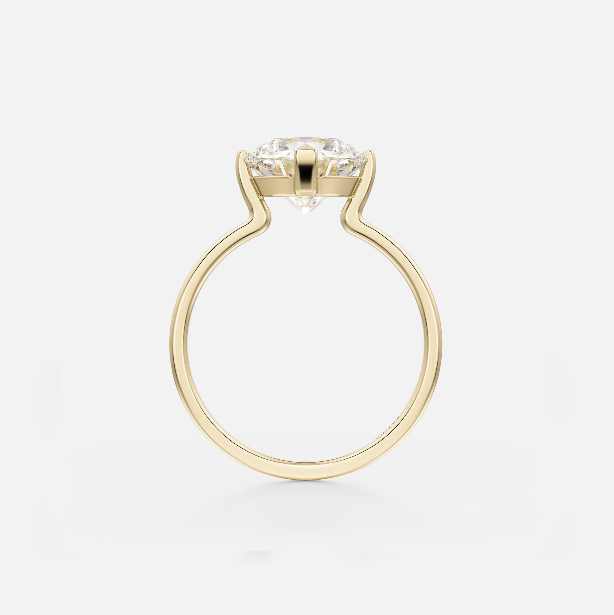 Ema Flat Band with Round Modern Engagement Ring Setting in recycled, sustainable 14k yellow, white or rose Gold or platinum by SHW Fine Jewelry NYC