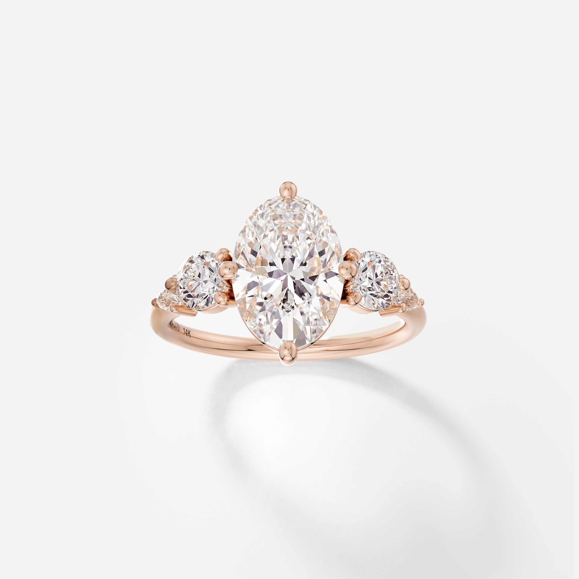 Dainty Five stones Engagement Ring Prong Set Oval Pear laboratory canadian diamond in 14 karat 18 karat gold SHW coolest fine jewelry store