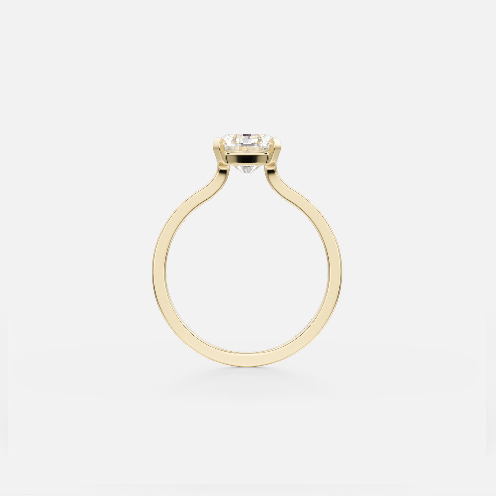 Elegant vertical cushion diamond solitaire ring with thin flat band in solid gold SHW Jewelry Stores nearby NYC NJ