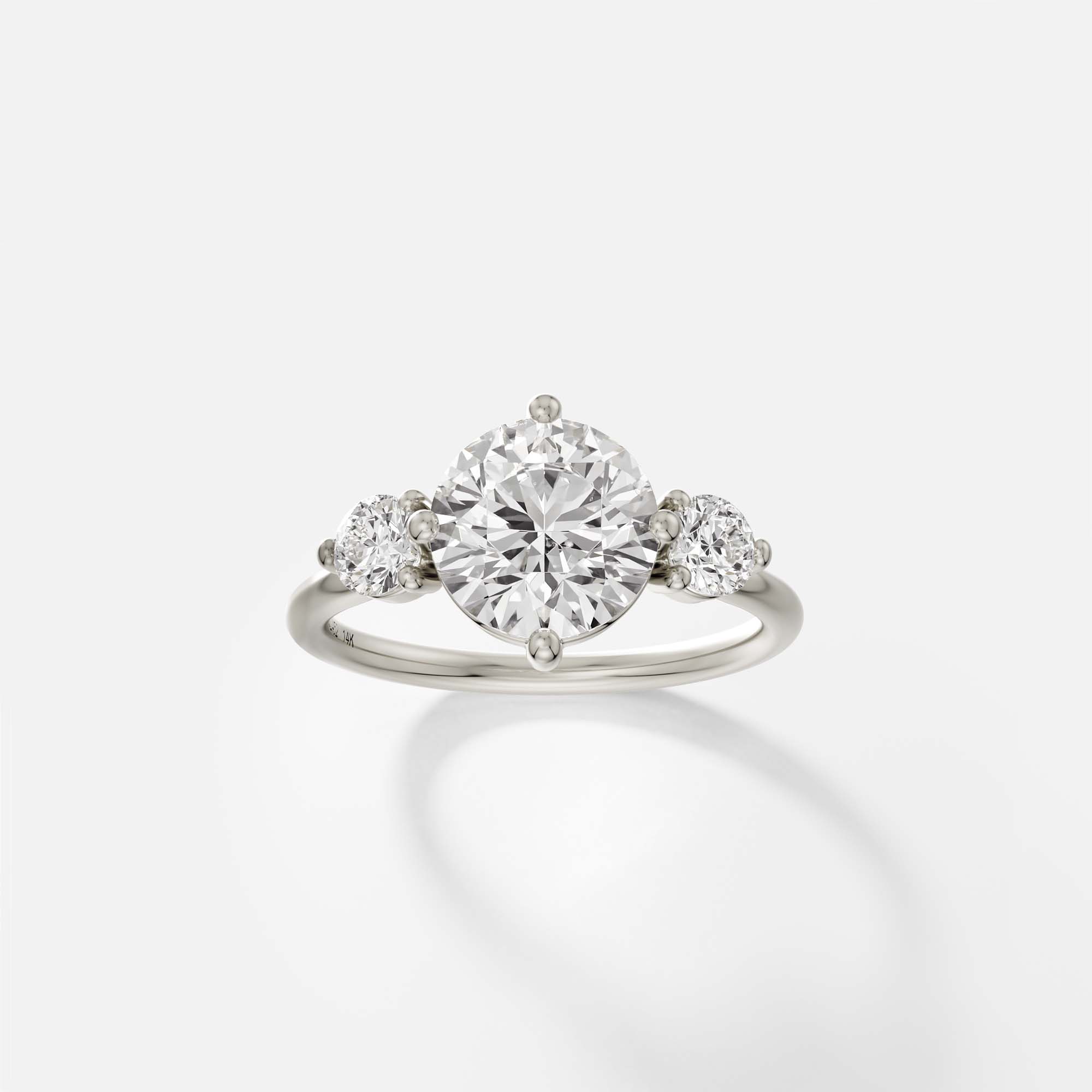 Side Stone Prongs Set Engagement Ring Design with Round lab made natural canada diamond in 14k 18k gold SHW Jewelry Stores nearby NYC NJ