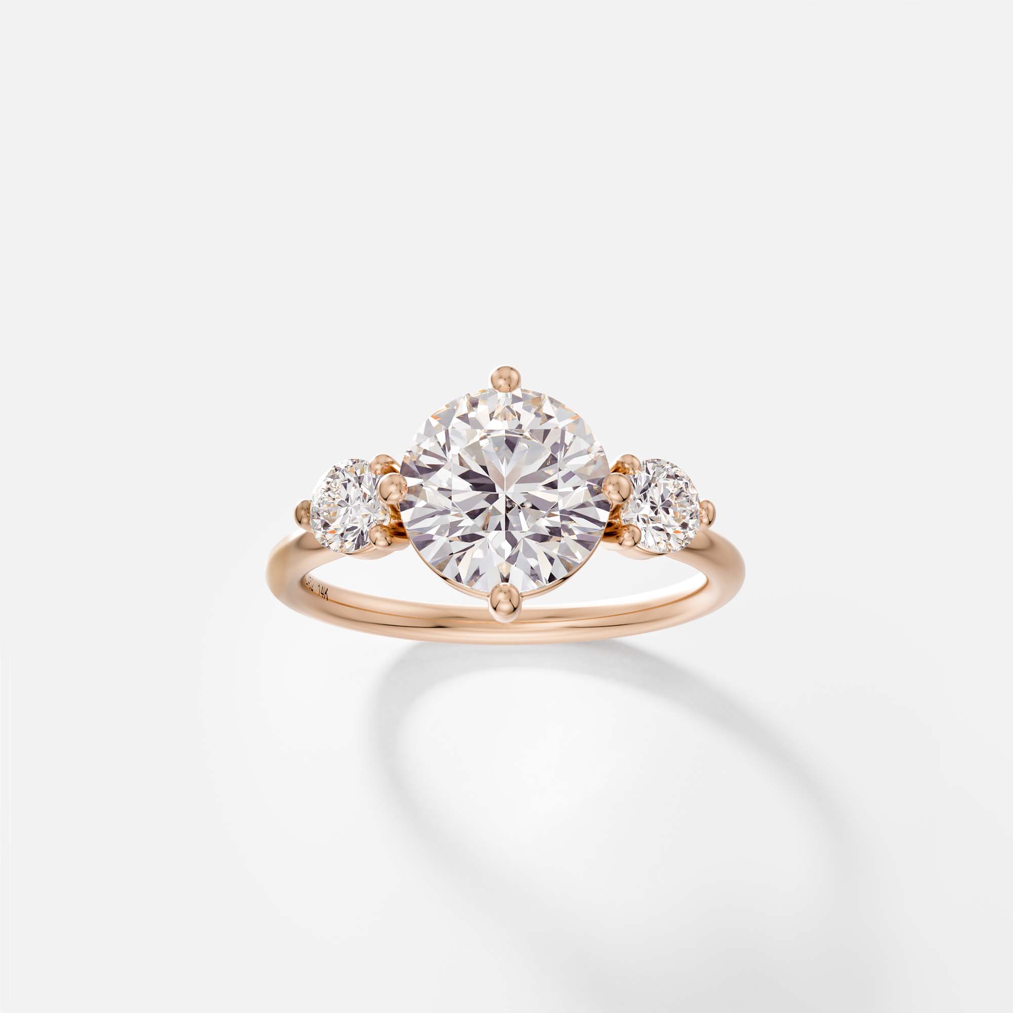 Dainty Three stones Engagement Ring Prong Set Round laboratory canadian diamond in 14 karat 18 karat gold SHW coolest fine jewelry stores