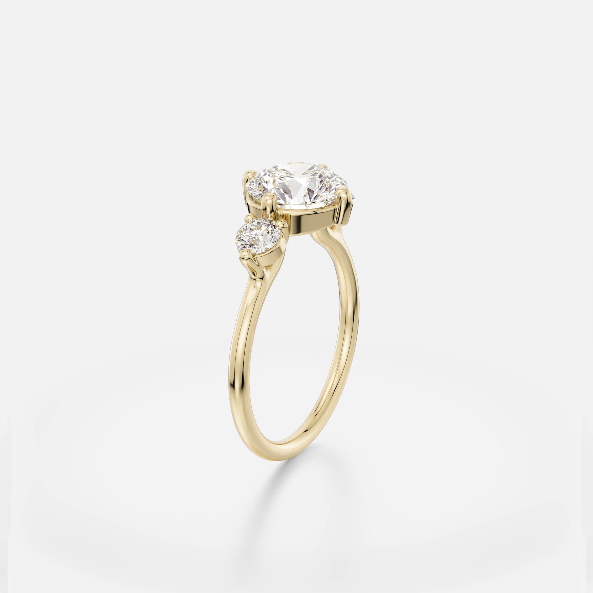 Minimalist Three-stone Engagement Ring Style with Round lab grown natural diamond 14karat 18karat platinum SHW fine jewelry New York City