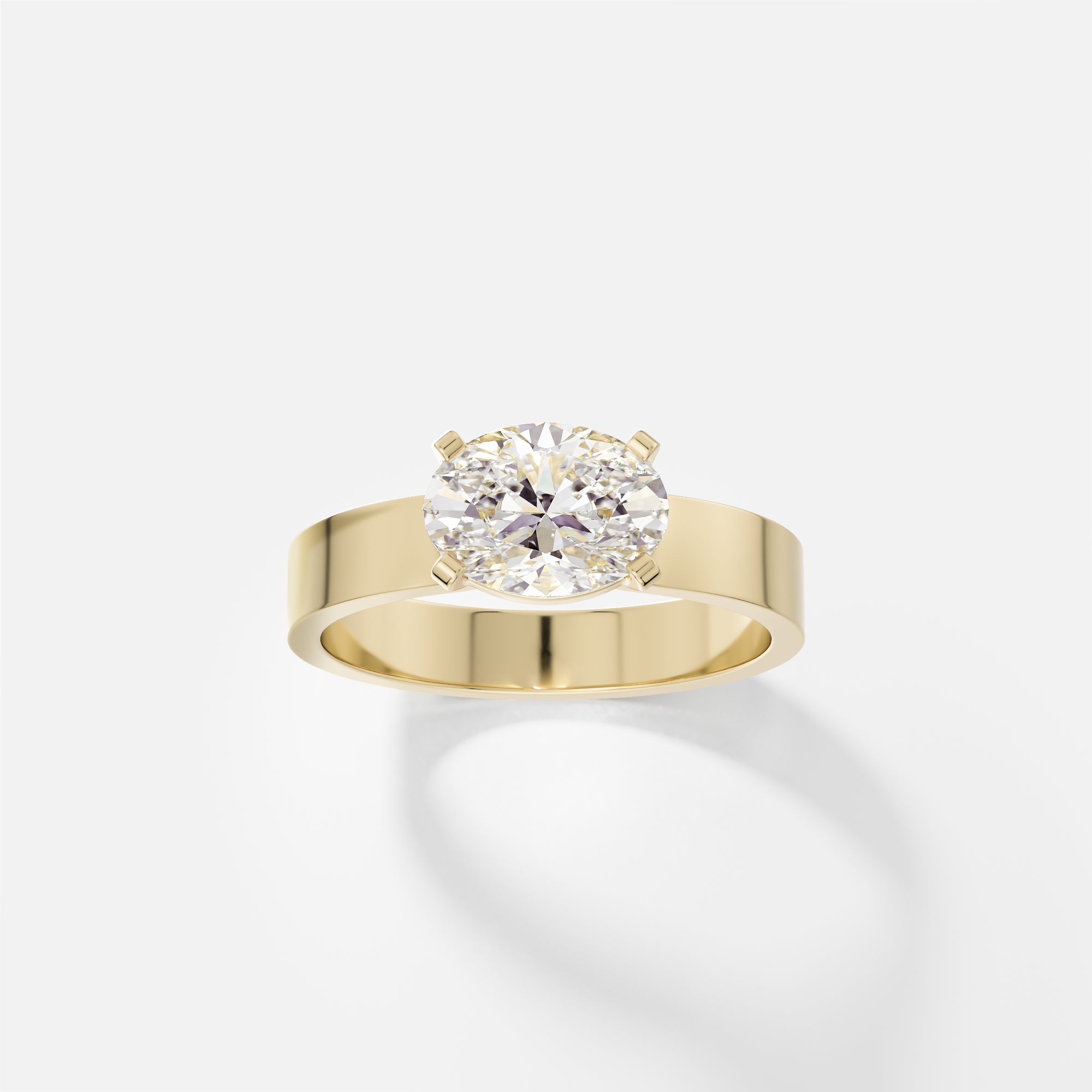 Liepa Wide Band Prong Engagement Ring with Oval Diamond – SHW