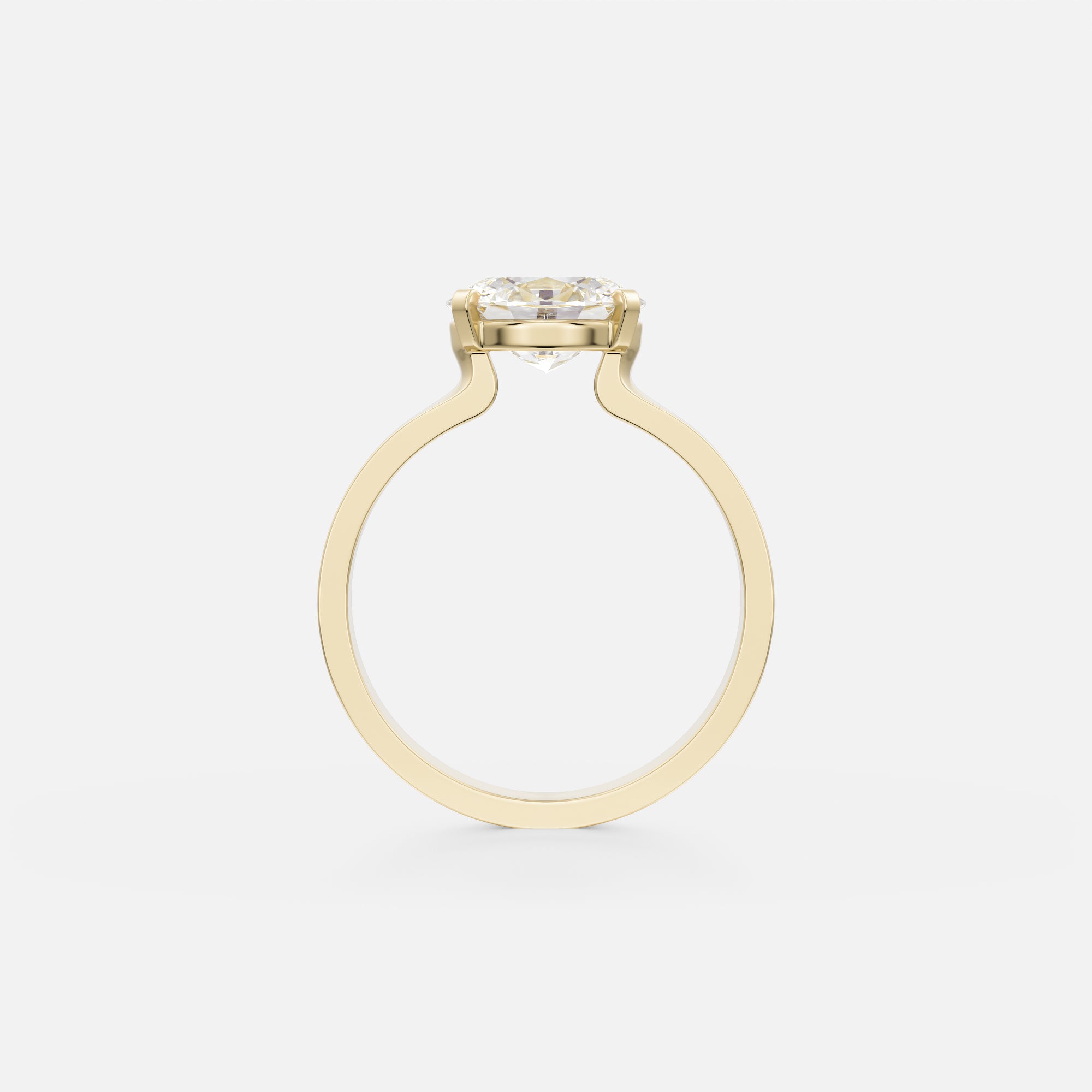 Liepa wide back flat band oval diamond engagement ring side view