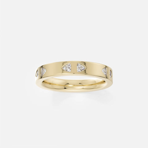 14k yellow gold diamond wedding band with trillion-cut stones
