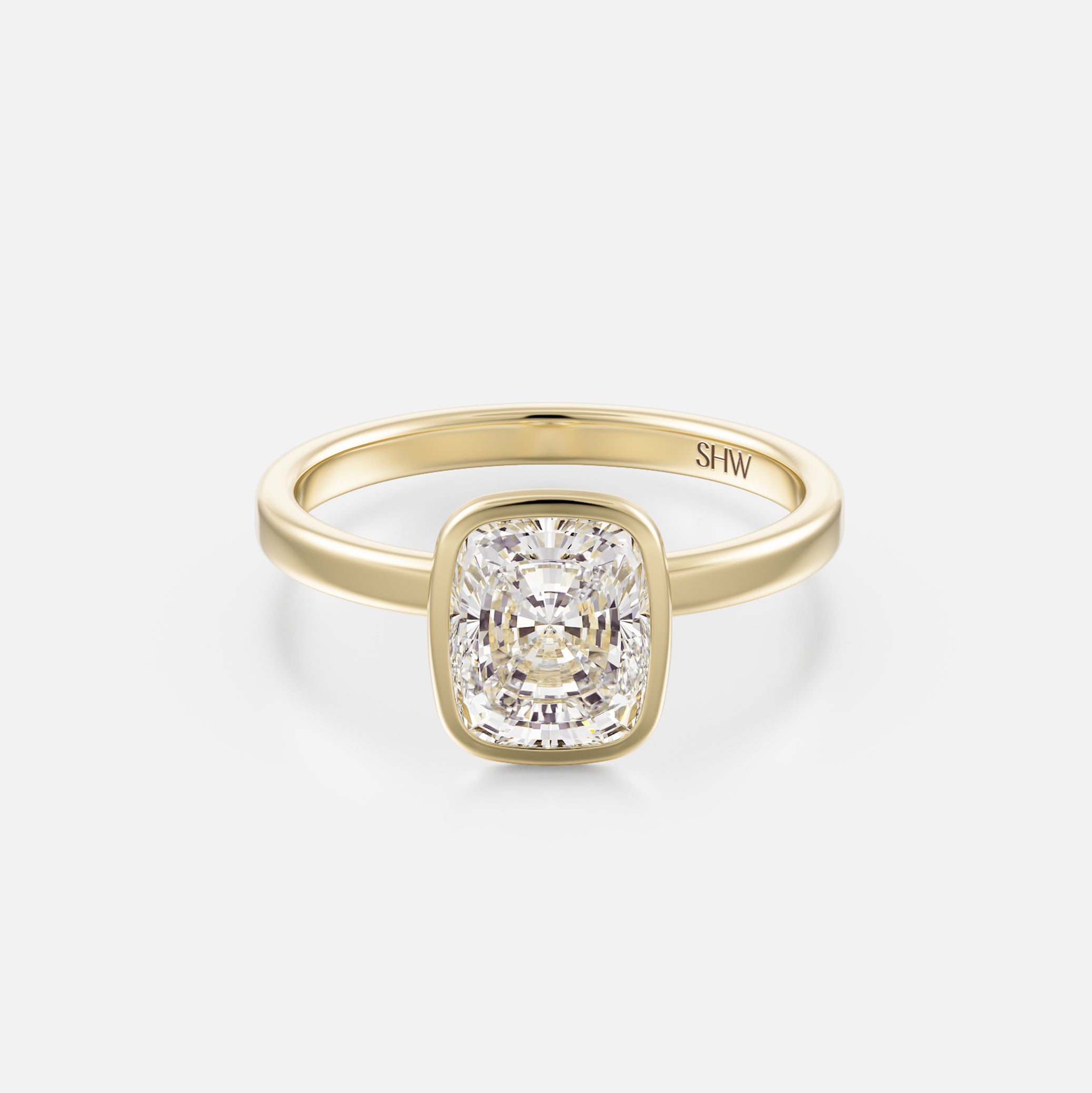 Mana Square Band with Cushion Simple Engagement Ring Setting in 14k Gold or platinum by SHW Fine Jewelry NYC