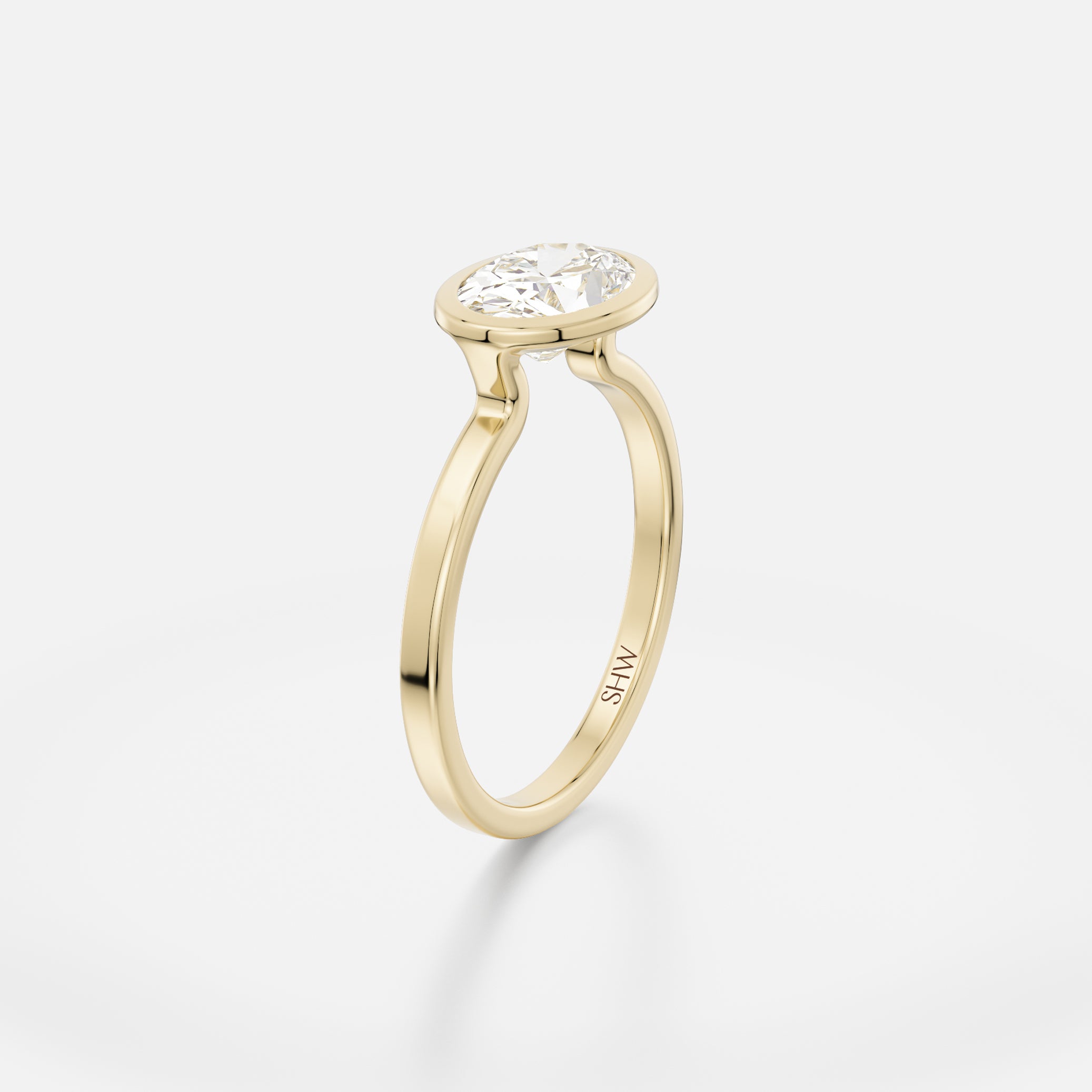 Mana with Square Profile with East West Oval Minimalist Engagement Ring Setting handcrafted by SHW Fine Jewelry NYC