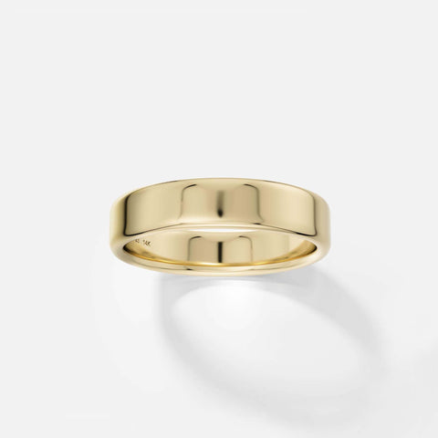 14k yellow gold 5mm flat wedding band with comfort fit edges