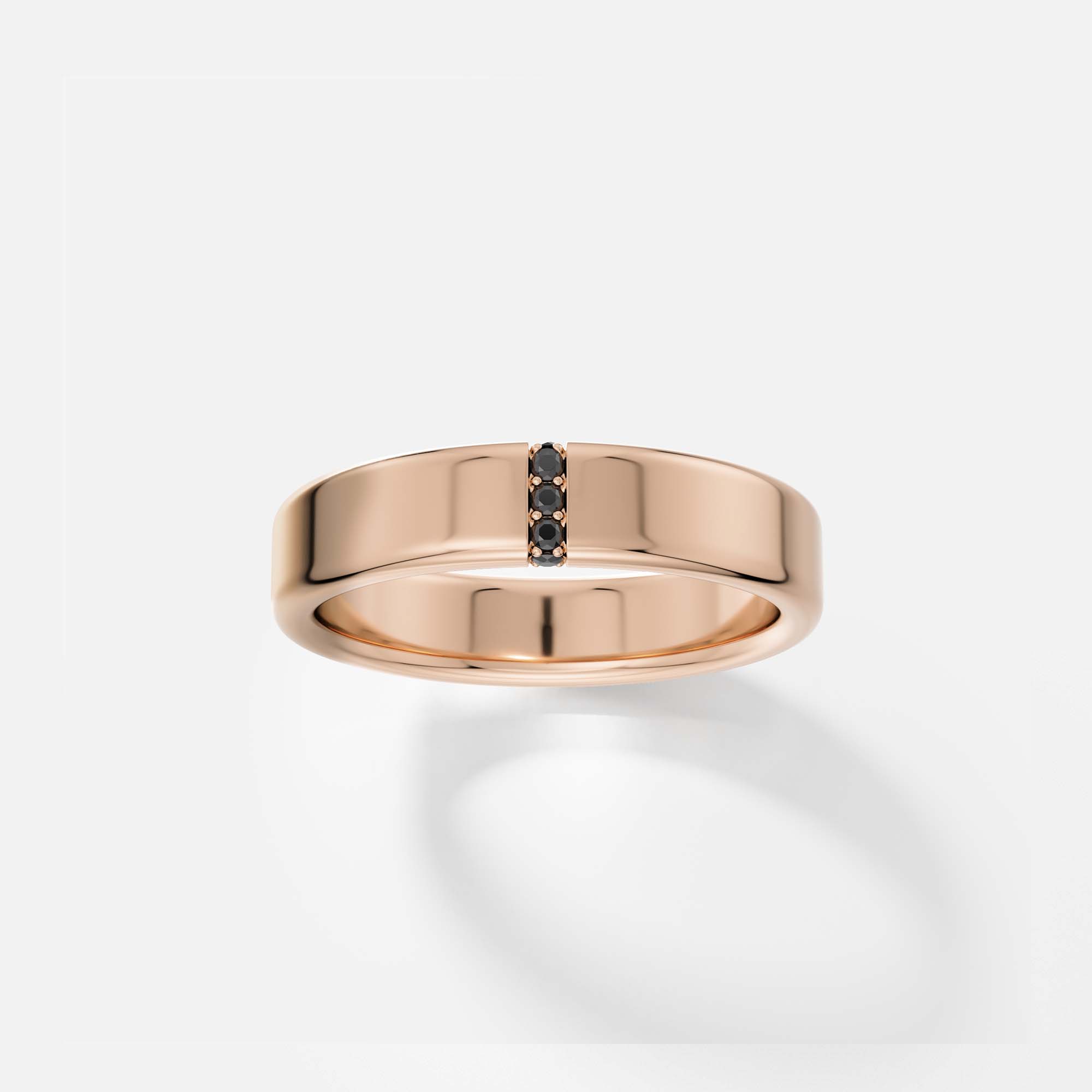 Architectural 5mm wide wedding band for men and women with softened edge and flat profile in 14k, 18k gold or platinum SHW fine jewelry NYC