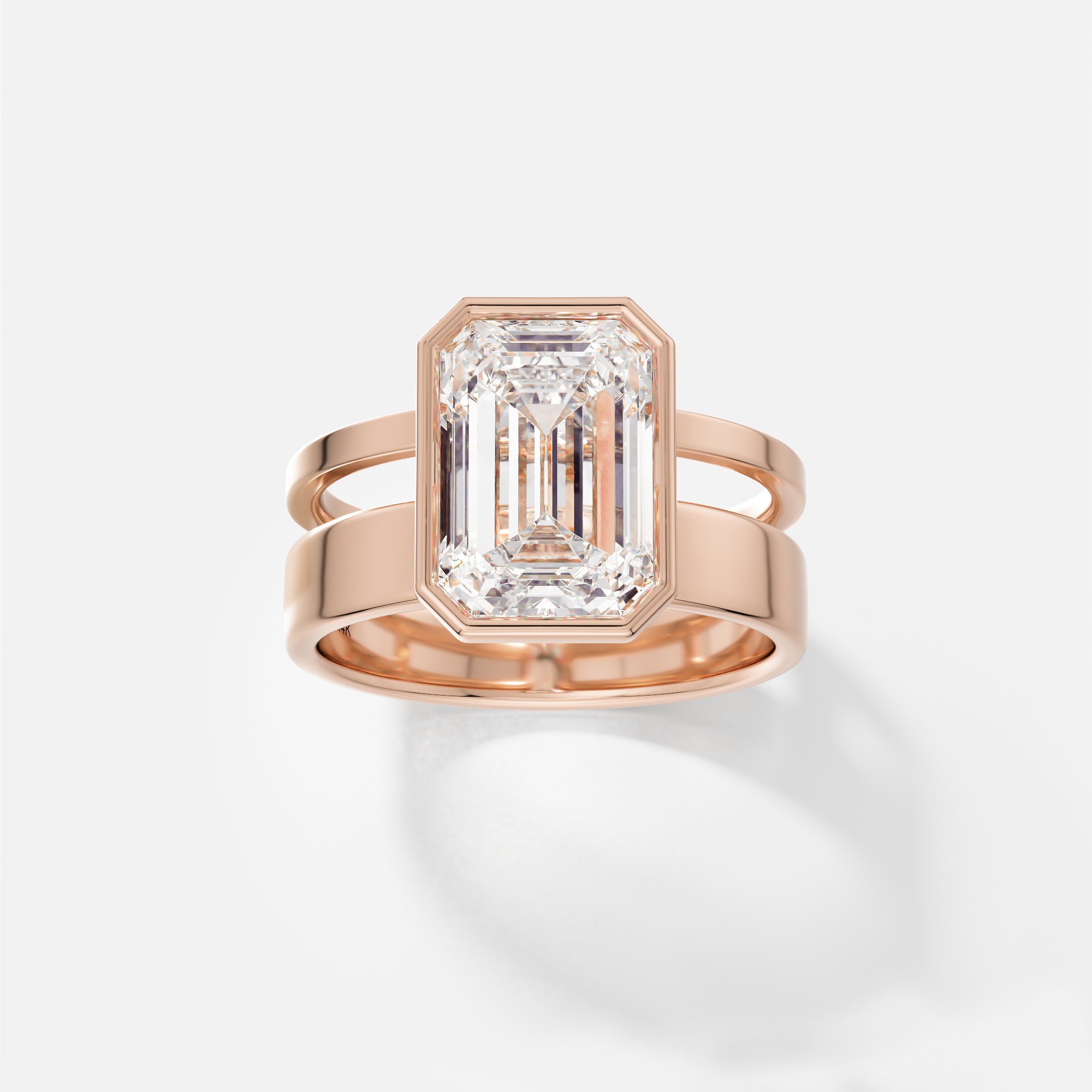 Bold Minimalist Statement Engagement Ring with North South Emerald 1.0ct 2.0ct 3.0ct Lab Created Natural Diamond 14 Karat 18 Karat Gold SHW Best Jewelry Stores NYC