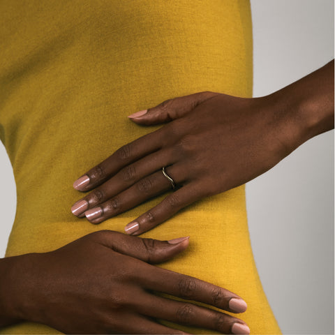 Minimal Arba Round Ring wedding engagement bridal band with recycled 14ky yellow gold made in NYC by SHW fine Jewelry