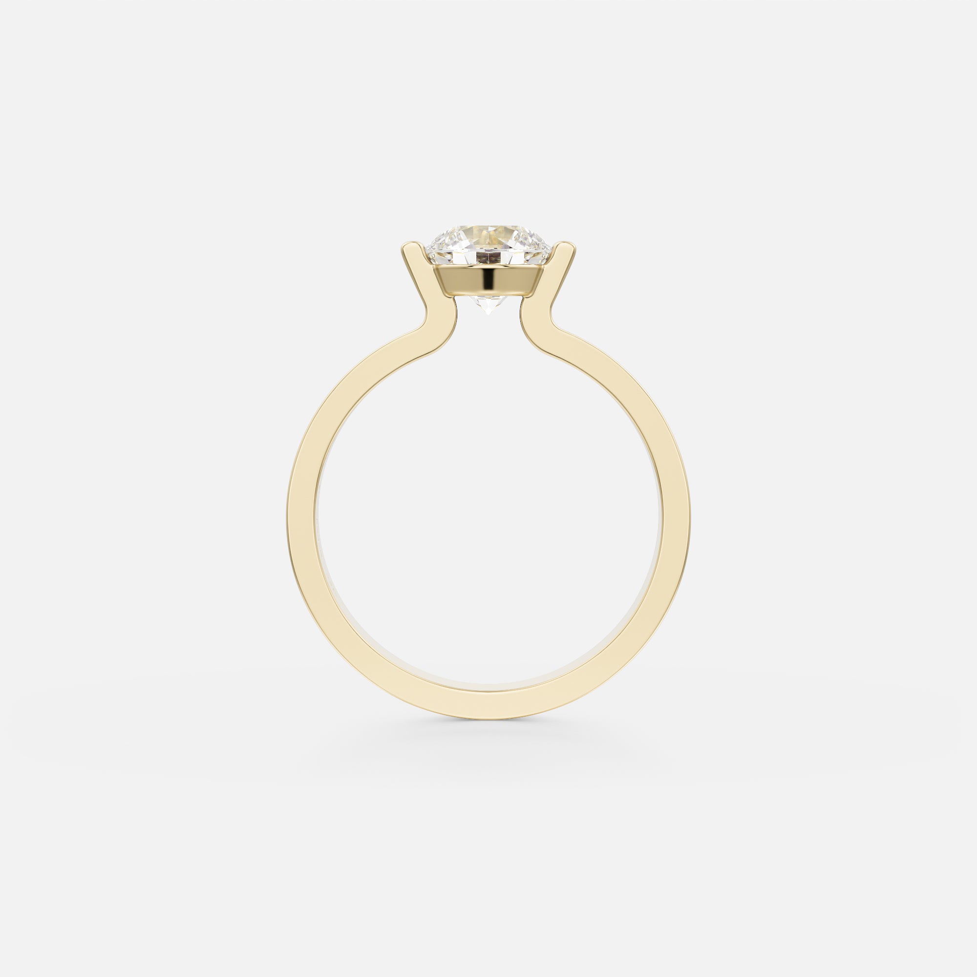 Simple Plain Exposed Bezel Engagement ring setting with Round in 14 karat 18 karat gold SHW best New York City famous NYC jewelry stores NJ