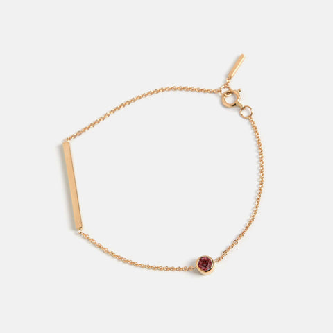 Minimalist bracelet with aquamarine oval gem and bar pendant March birthstone 14k 18k SHW handcrafted fine jewelry NYC