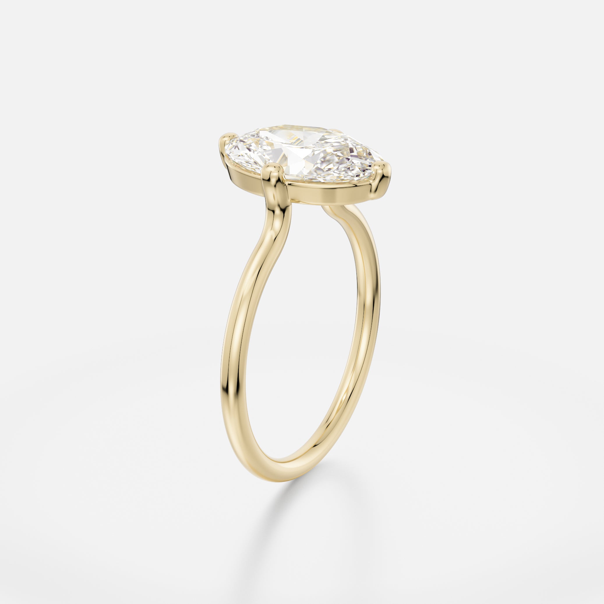 Veli Round Band with North South Oval Minimalist Engagement Ring Setting handcrafted by SHW Fine Jewelry NYC