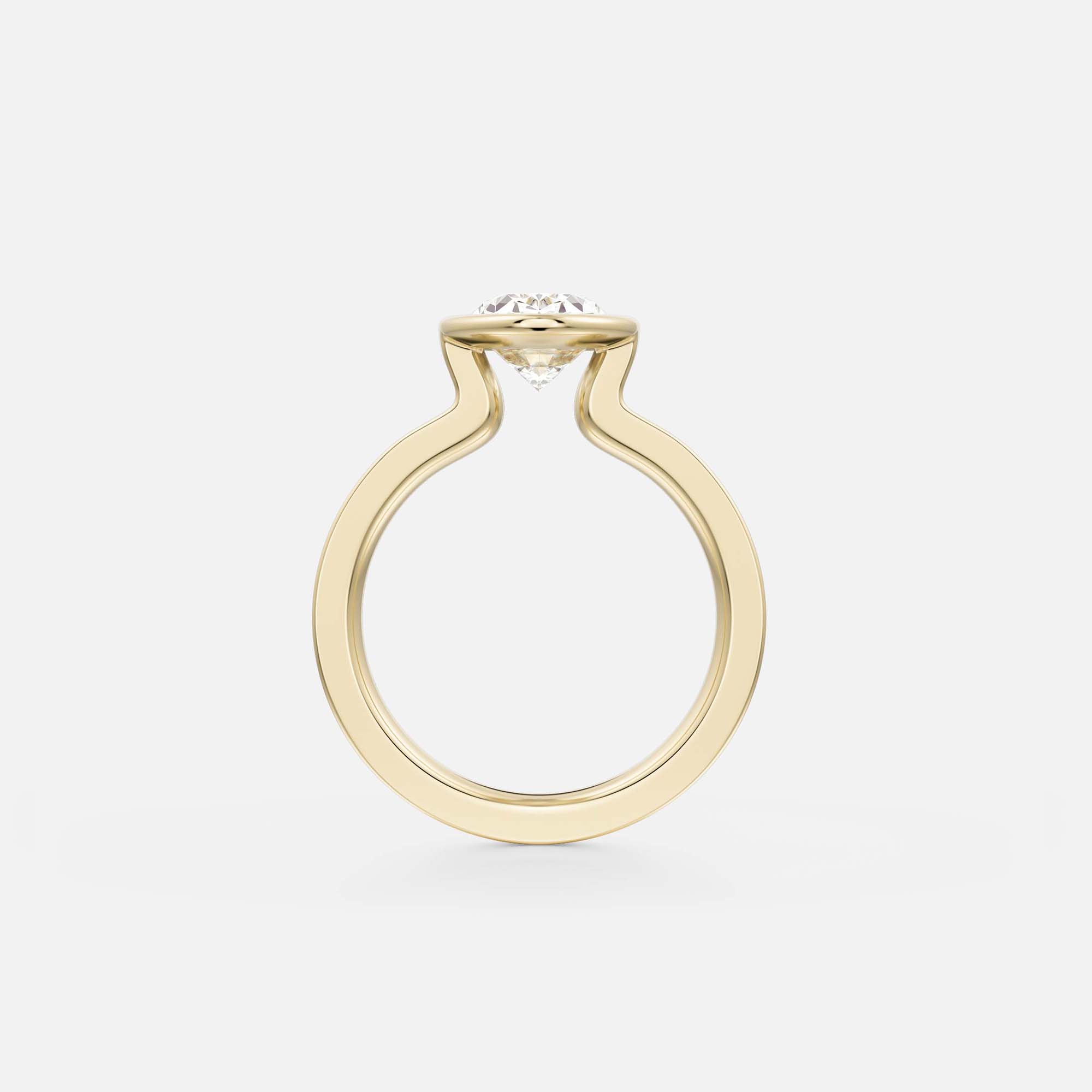 side view of oval diamond engagement ring with princess-cut diamonds flanking the center stone