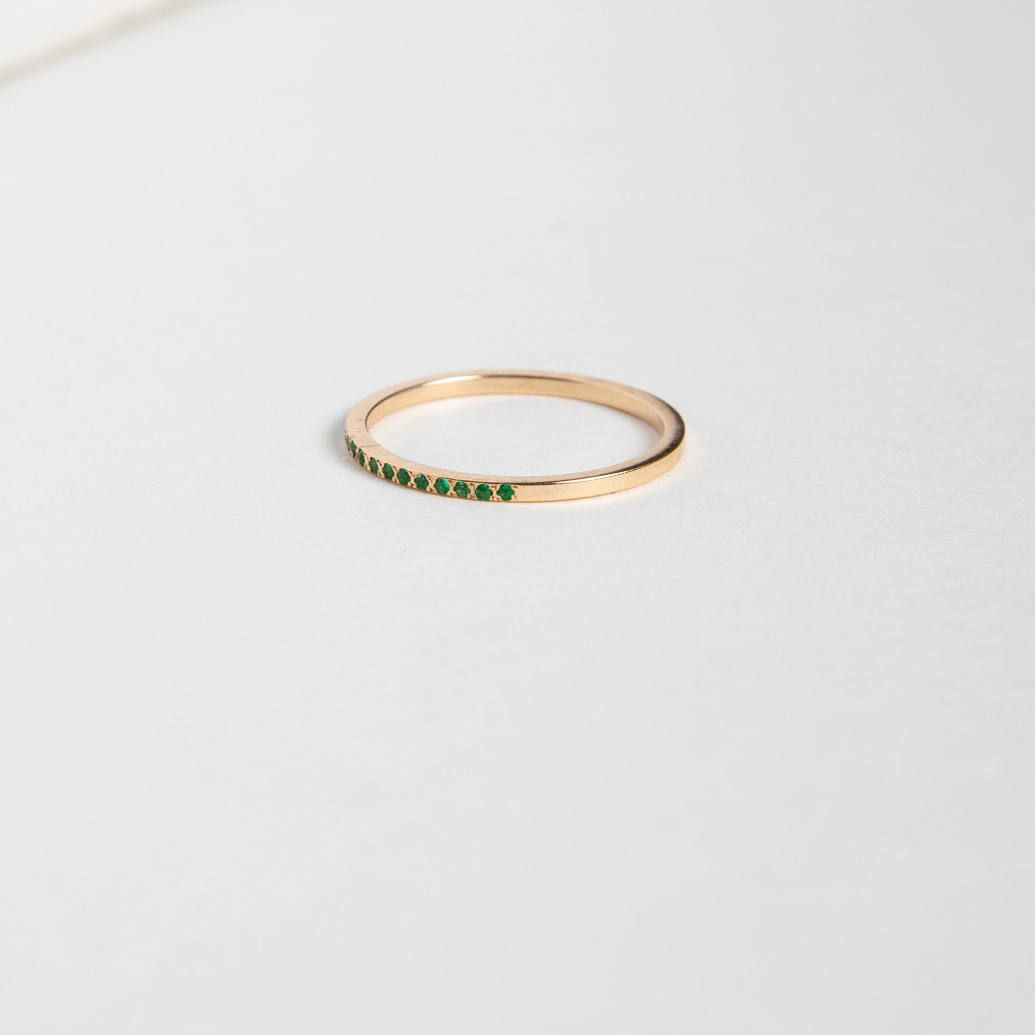 Eile Thin Ring in 14k Yellow Gold set with with Emeralds 