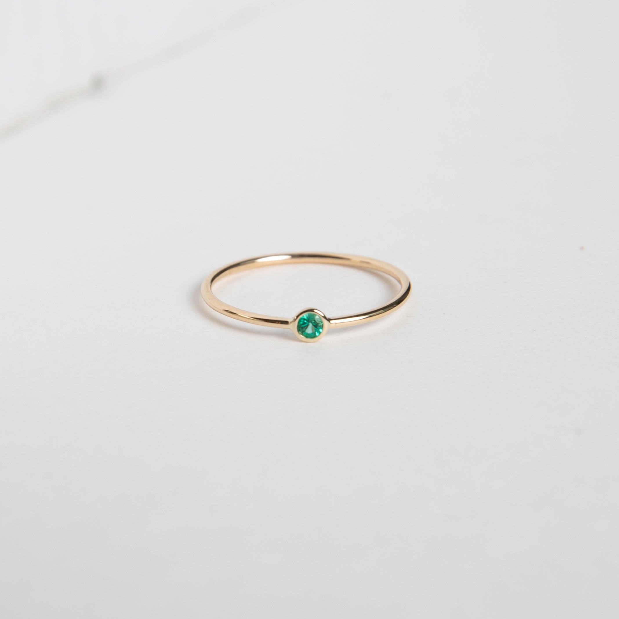 Large Kaya Simple Ring in 14k Gold set with Emerald by SHW Fine Jewelry