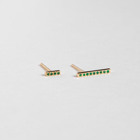 Veva Minimalist Stud in 14k Yellow Gold set with Emerald by SHW Fine Jewelry