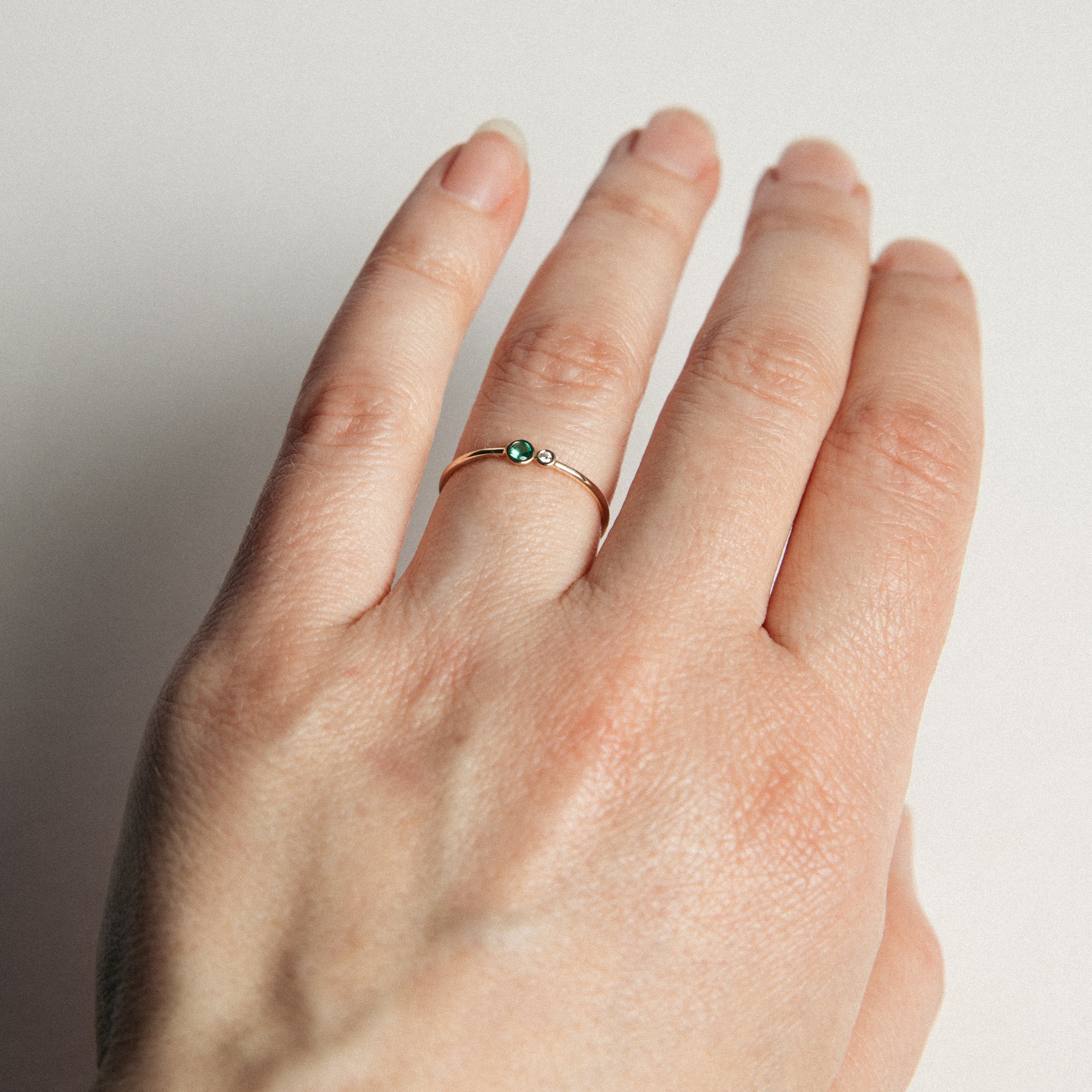 Kiki Stackable Ring in 14k Gold set with Emerald by SHW Fine Jewelry NYC