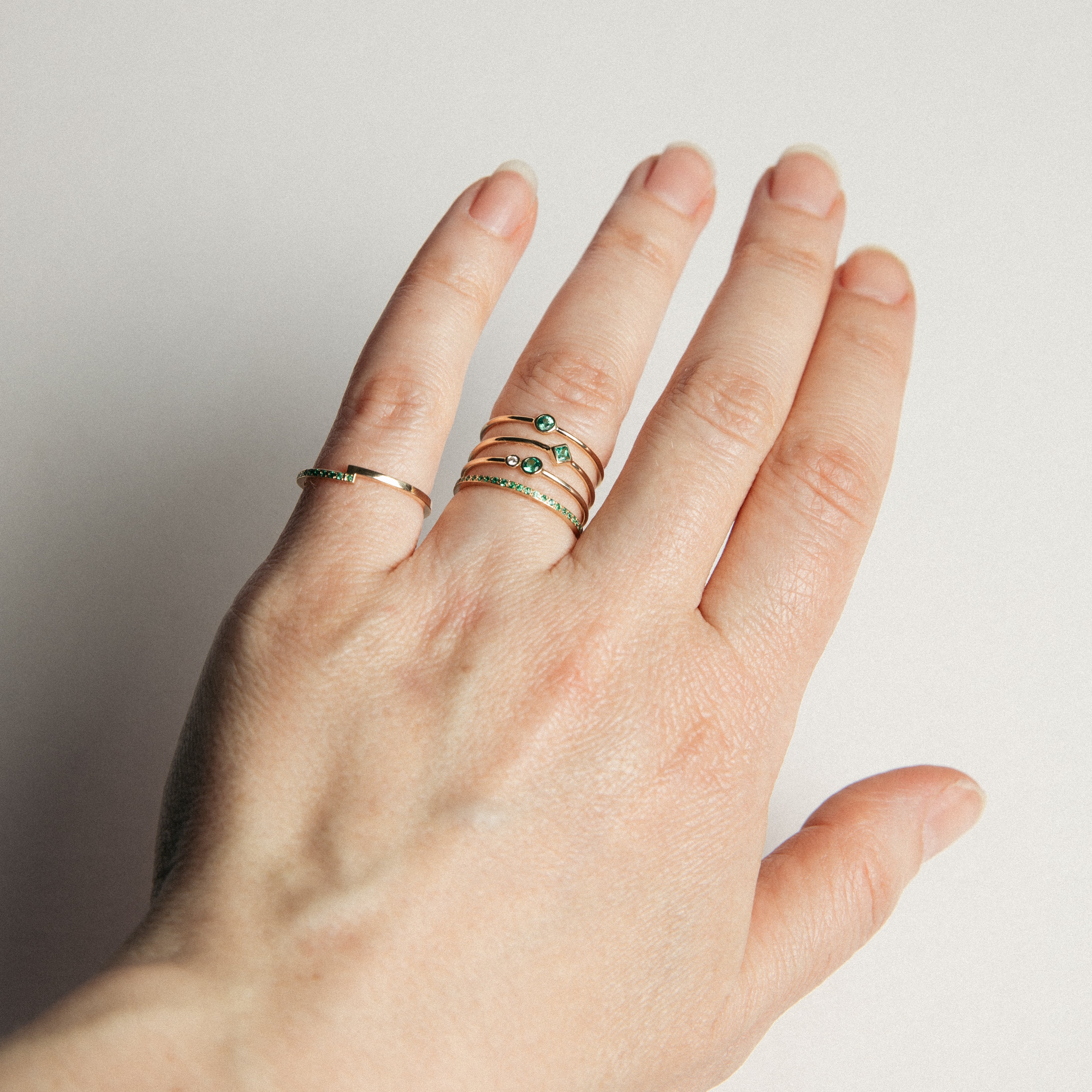 Small Ona Designer Ring in 14k Gold set with Emeralds by SHW Fine Jewelry